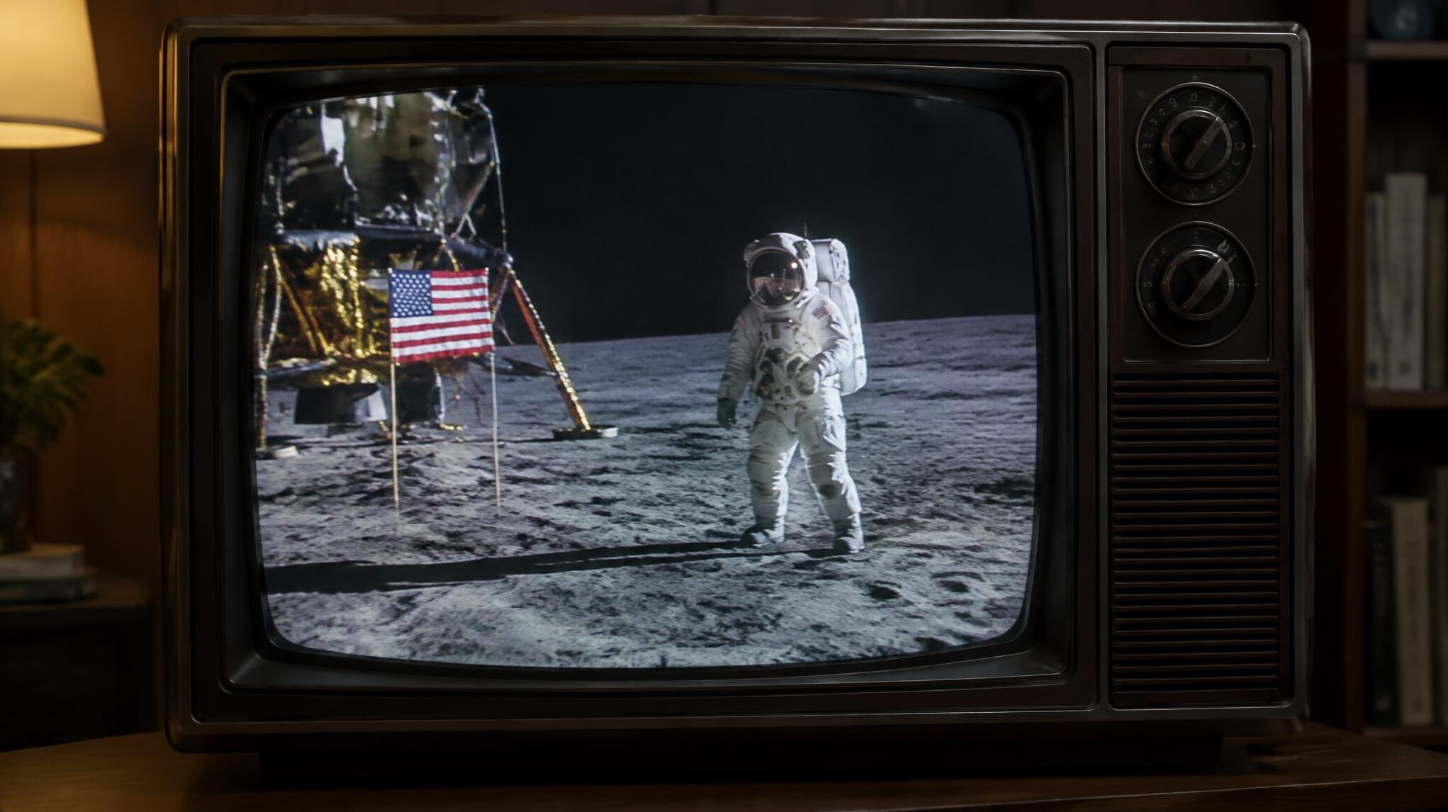 moon landing on tv