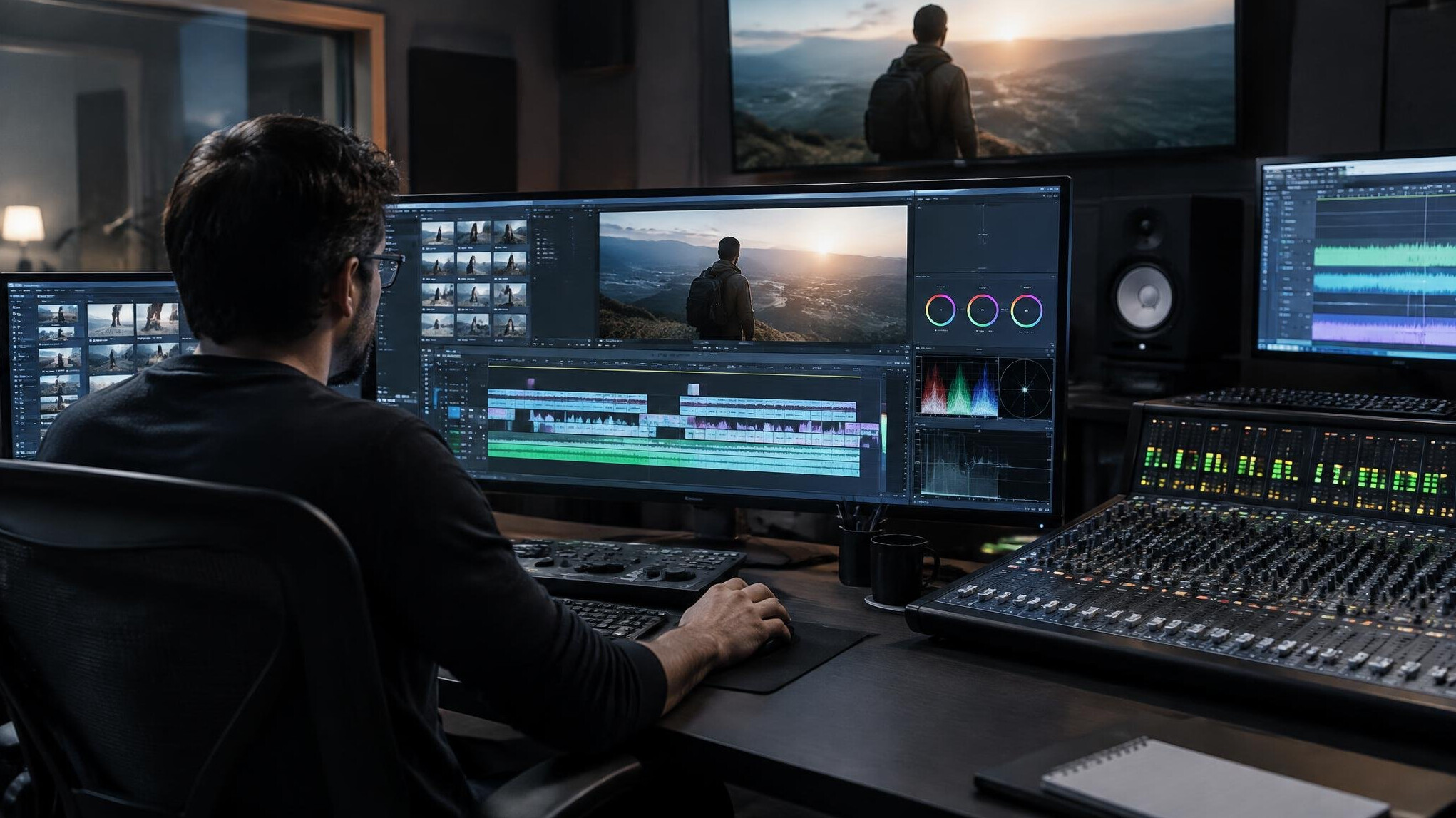video editor at work